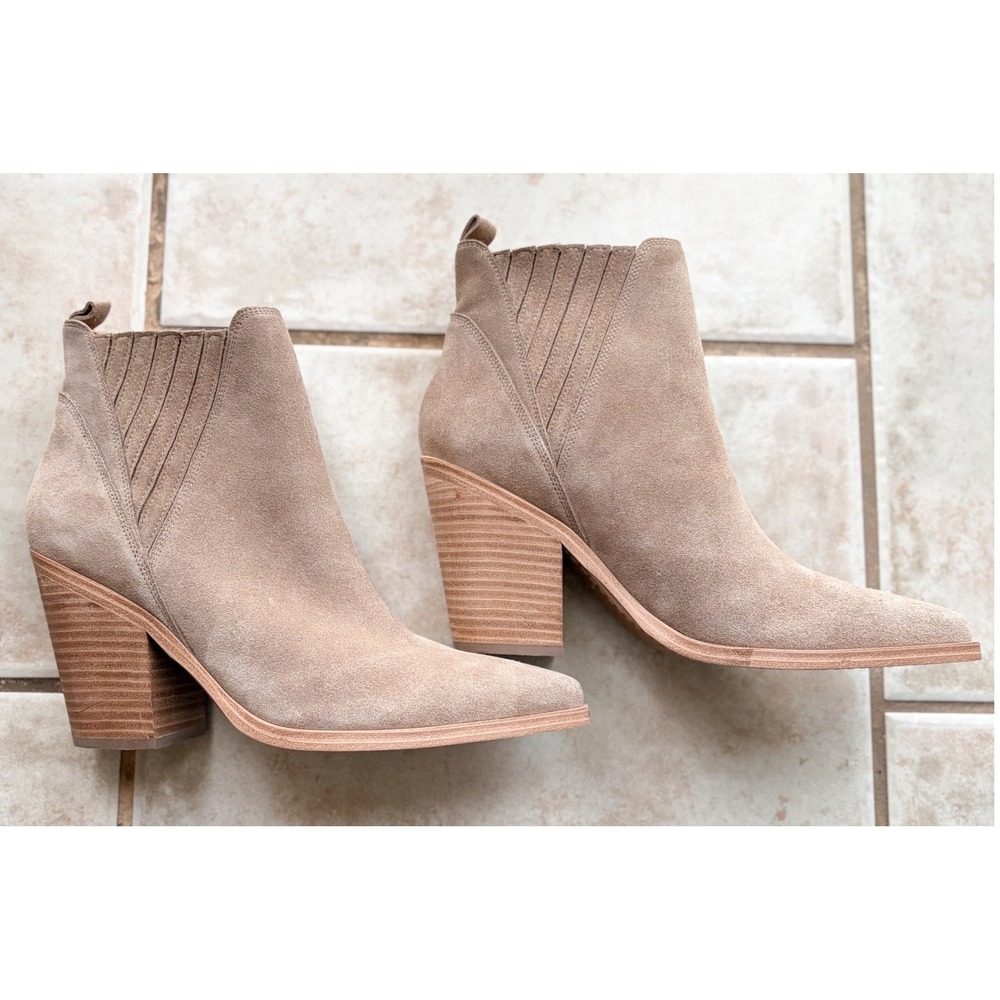 Marc Fisher Gadri Suede Grey Pointed Toe Ankle Boots Boho Western Size 11